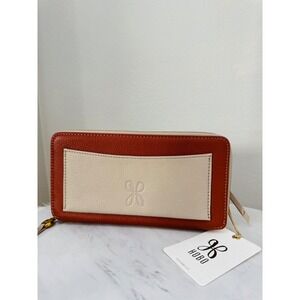 HOBO Hart Large Pebbled Leather‎ Zip Wallet, Credit Card, Cash, ID, Rust, NWT